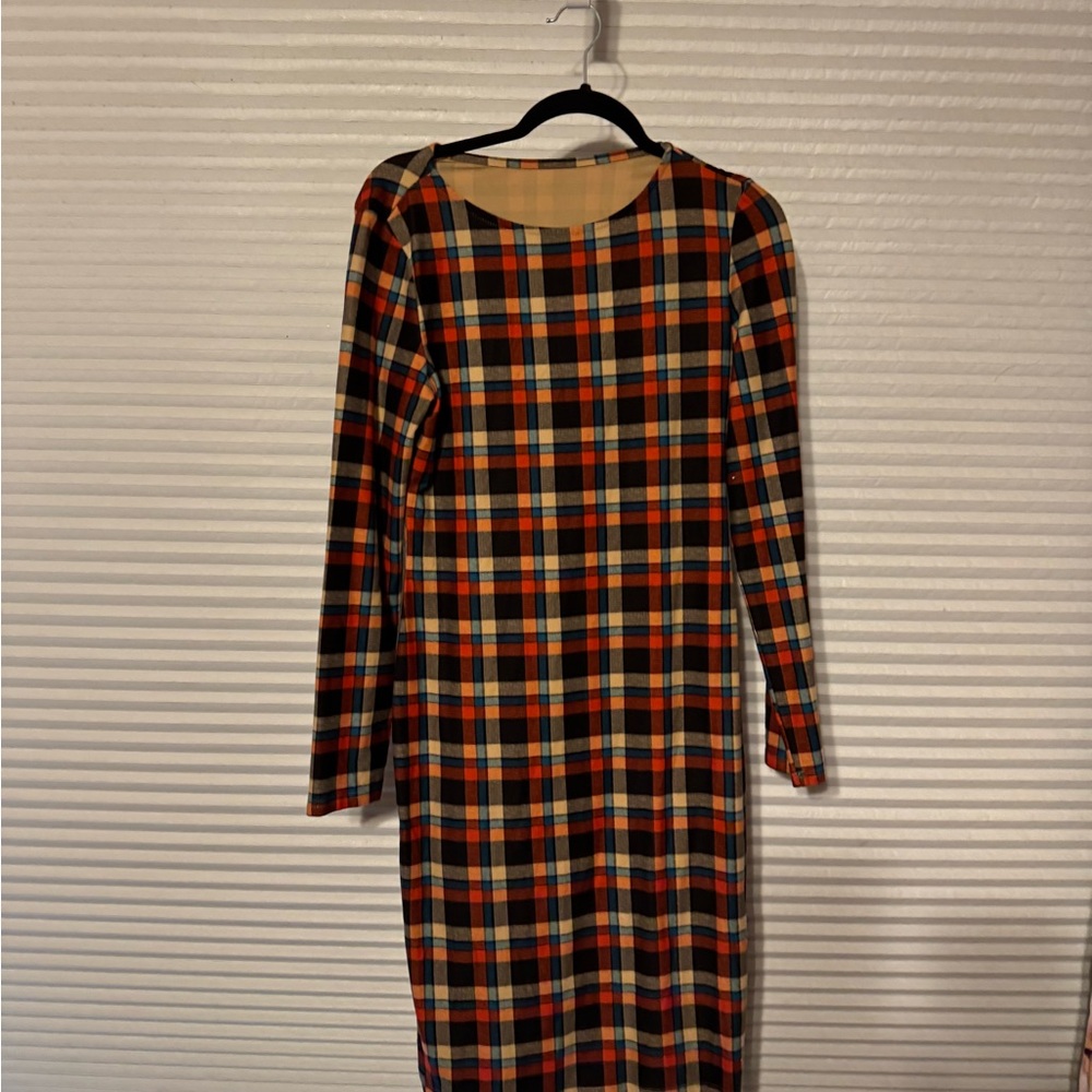 Plaid Long Sleeve Dress